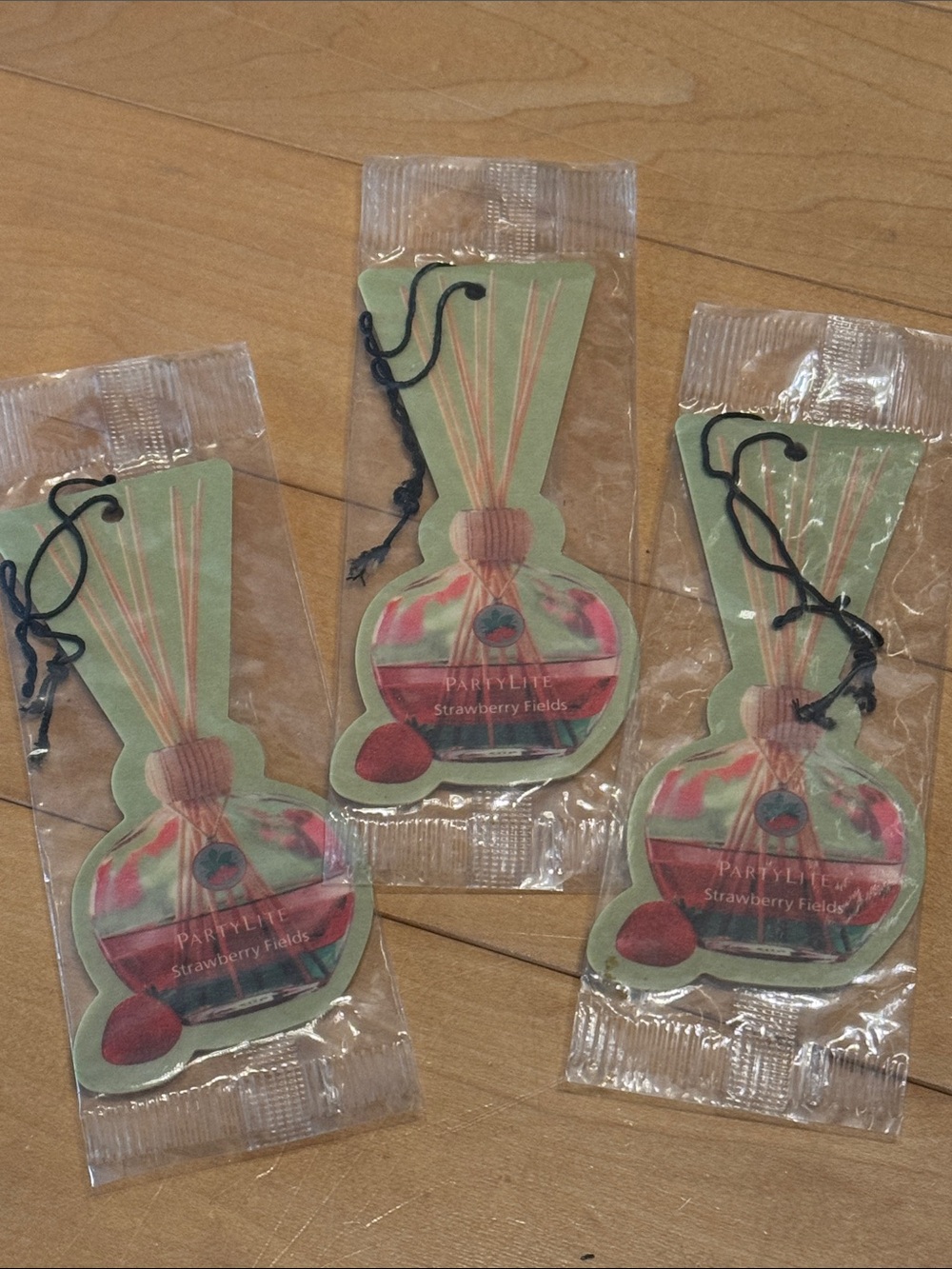 PartyLite Strawberry Fields Hanging Scented Freshener — Green & Pink